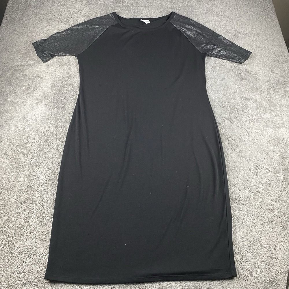 LulaRoe Julia Short Sleeve Midi Dress Womens Size XL Black